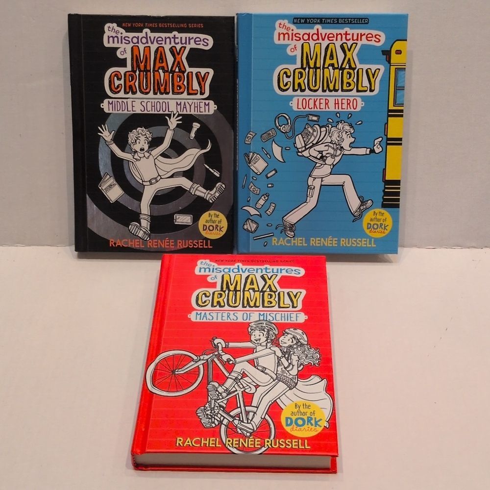 Rachel Renee Russell The Misadventures of Max Crumbly Hardback Books 1, 2, & 3